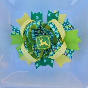 John Deere Green and Yellow Hair Bow 5"